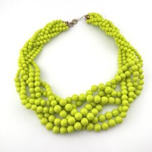 Neon Green - Chartreuse Beaded Necklace Chunky Collar Y2K Multi Strand Statement